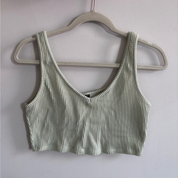 Papermoon Tops - Light Green Ribbed Crop Top
